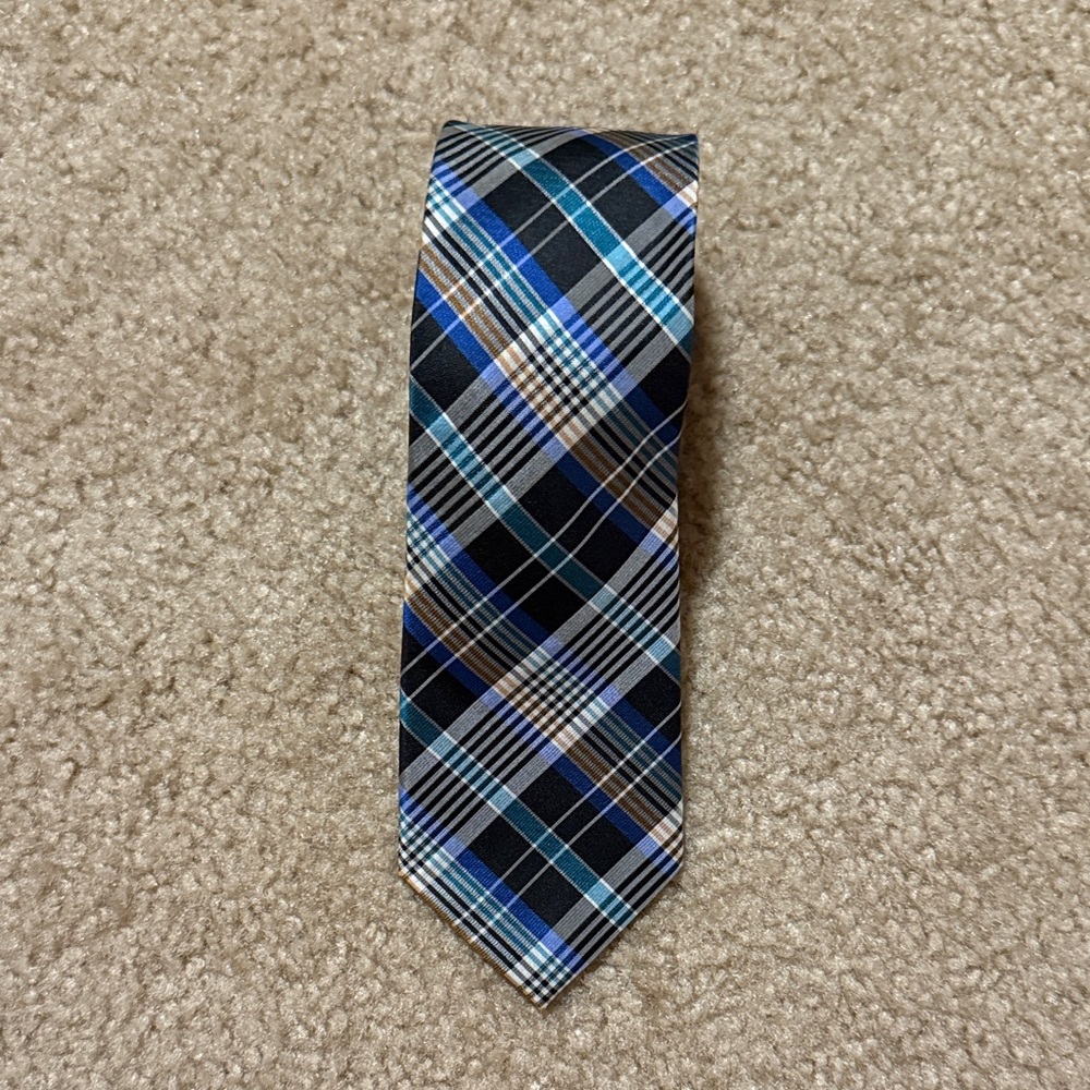 Ben Sherman Checkered Tie in Blue and Brown
